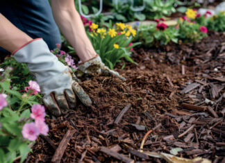 Eine Abdeckung aus Rindenmulch