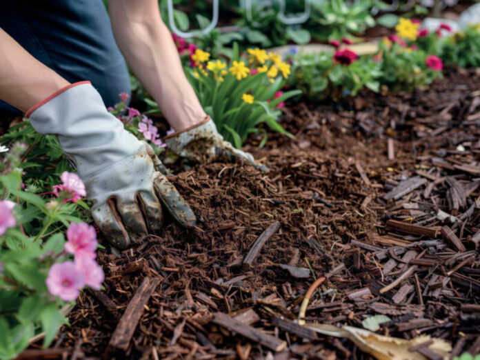 Eine Abdeckung aus Rindenmulch